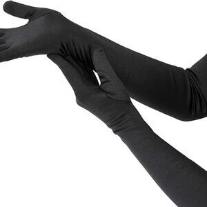 Leg Avenue Black Stretch Velvet Opera Length Gloves NWT NOS